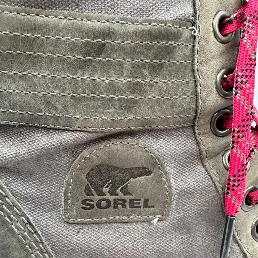 Sorel Gray Lexie Wedge Boots Women's Size‎ 10 NL3046 EUC Grey Pink Lace